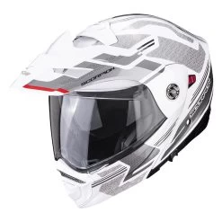Policarbonato Casco Modulare Scorpion Adx-2 Carrera Bianco Argento