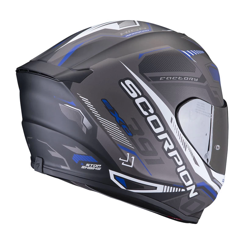 Policarbonato Casco Scorpion Exo 391 Haut Nero Opaco Blu 5 Policarbonato Casco Scorpion Exo 391 Haut Nero Opaco Blu - immagine 3
