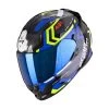 Policarbonato Casco Scorpion Exo 491 Spin Nero Blu Giallo Fluo -Moto Sconto scorpion exo491 spin blu