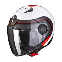 Policarbonato Casco Scorpion Exo City Roll Bianco Rosso